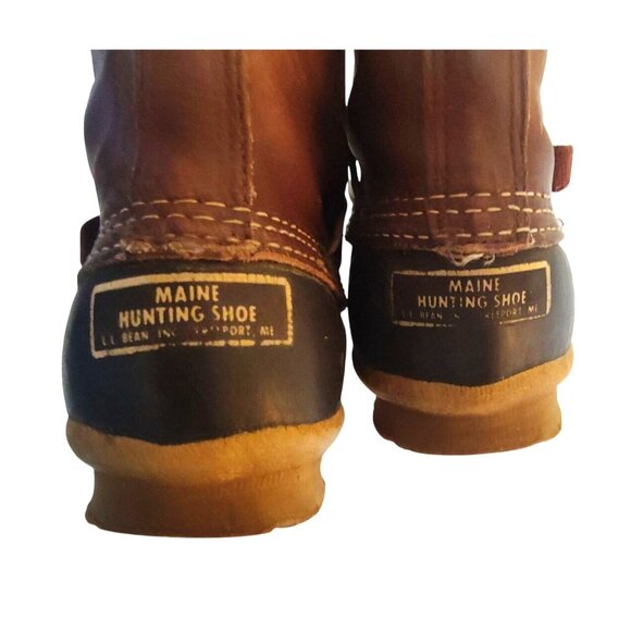 L.L. Bean Women's 8 Maine Hunting Shoe Brown/Black Leather Rubber Duck Boots - Picture 8 of 13
